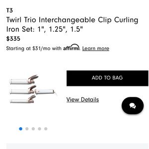 T3 Interchangeable Clip Curling Iron 1”, 1.25”, and Base